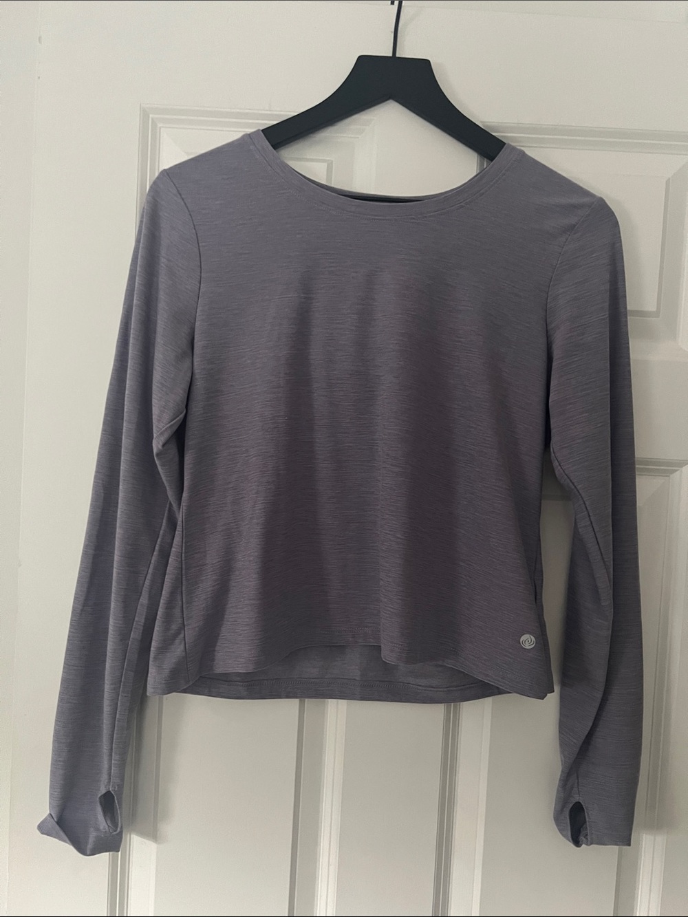 Apana Lavender Long Sleeve Open Back Performance Top Size Small